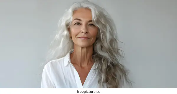 portrait of a beautiful elderly woman with white hair