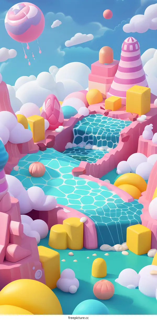 Colorful 3D Illustration of a Cartoon World