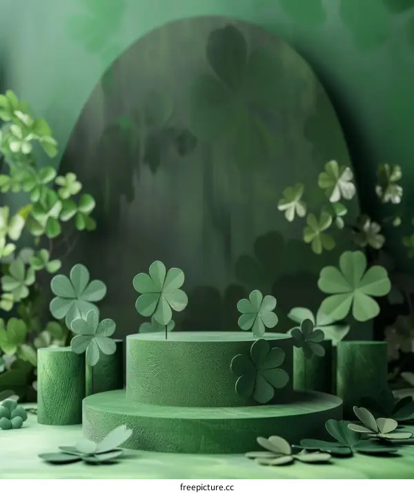 Green Podium with Clover Decoration