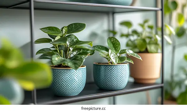 Stylish Indoor Plants on Shelves