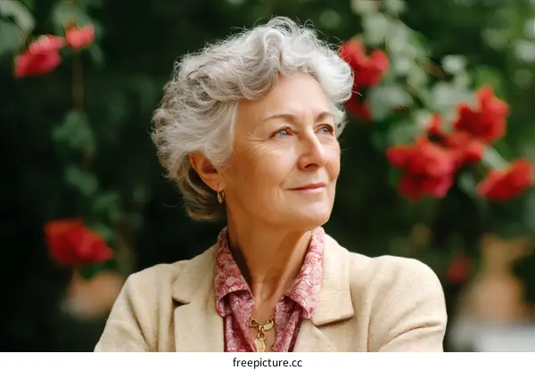 Thoughtful Senior Woman in Garden Setting