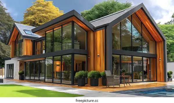 Modern House with Large Glass Walls