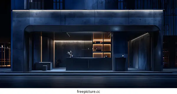 Modern Minimalist Concrete Bar Shop Facade Design