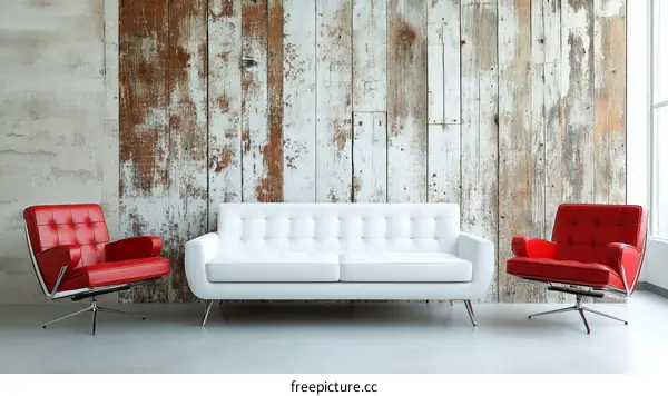 Modern Living Room with Red and White Furniture
