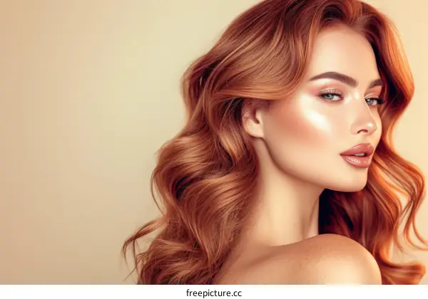 portrait of a beautiful woman with long red hair