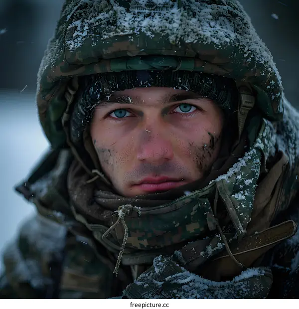 Portrait of a soldier in winter gear