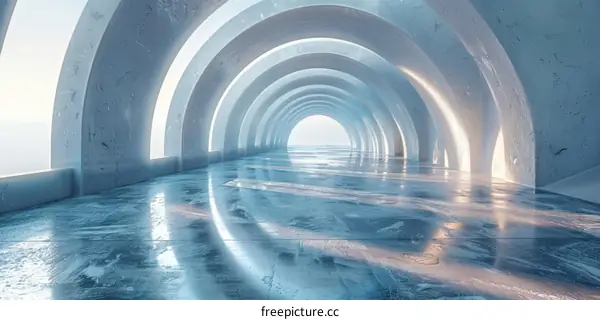 Ice Tunnel in Futuristic Architecture