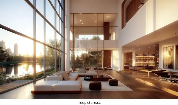 Modern Luxury Living Room with Park Views