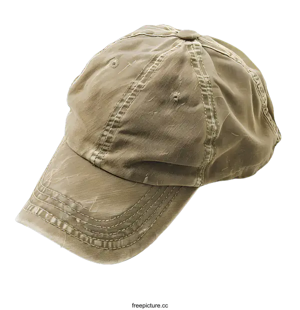[Transparent Background PNG]Khaki Baseball Cap With Distressed Look