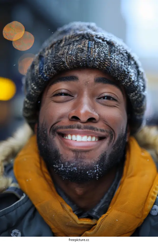 Smiling Black Man in Winterwear