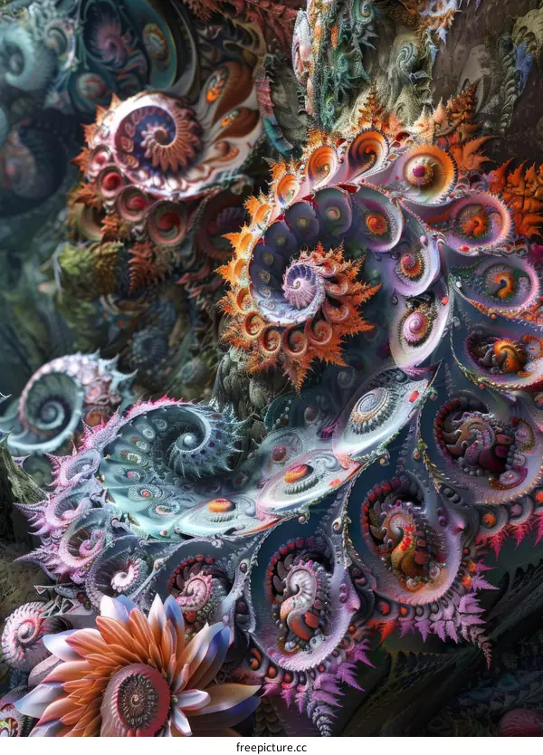 Psychedelic Seashell Garden: A Colorful Fractal Dream