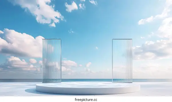 Modern Abstract Architectural Scene by the Seaside