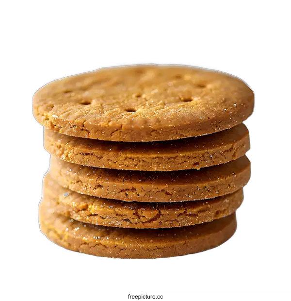 [Transparent Background PNG]Stack of five digestive biscuits