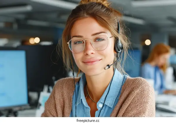 Friendly Customer Service Representative in Office Setting