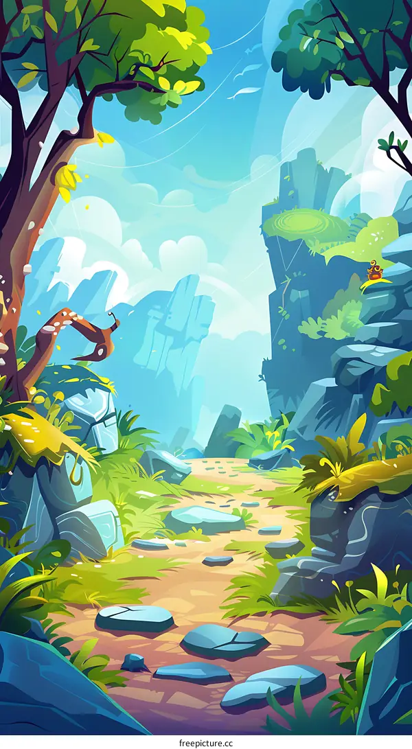 Fantasy Forest Landscape with Stone Path