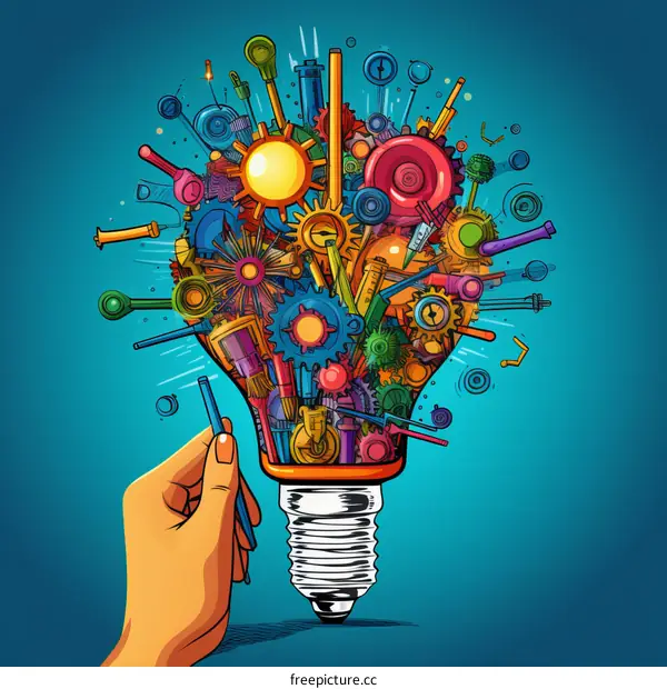 Imaginative colorful light bulb illustration