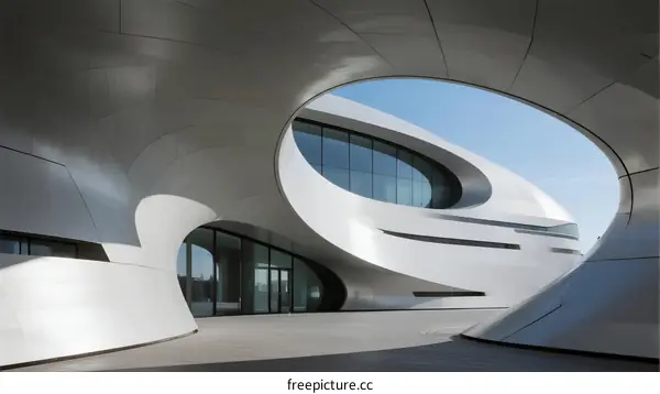 Curved Contemporary Architecture with Large Glass Windows
