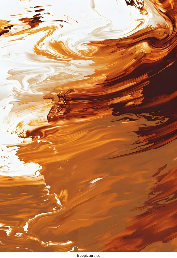 Abstract Swirls of Brown and White Paint