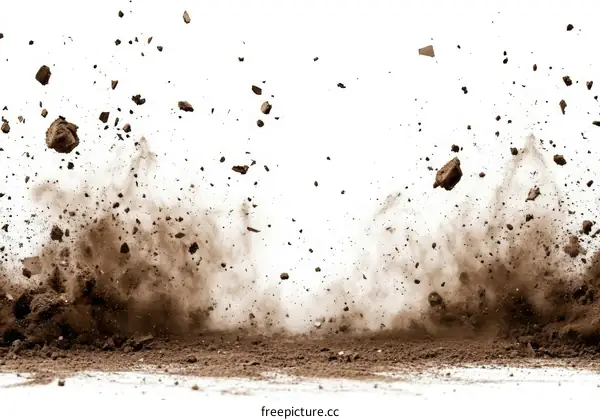Explosive Earth Dust Explosion Isolated on White Background
