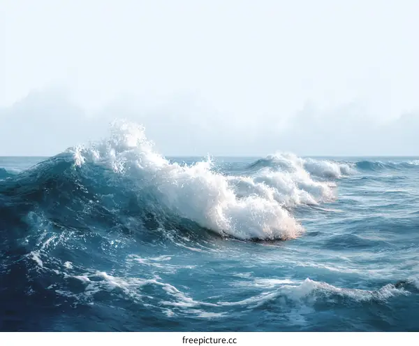 Ocean Waves Crashing in the Sunlight