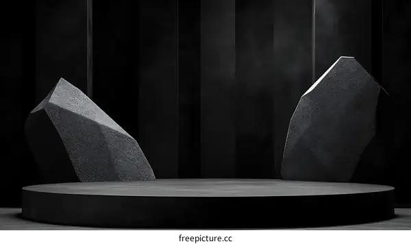 Abstract Dark Gray Geometric Rock Sculpture Display