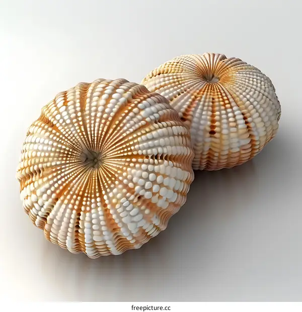 Two round and intricate seashells