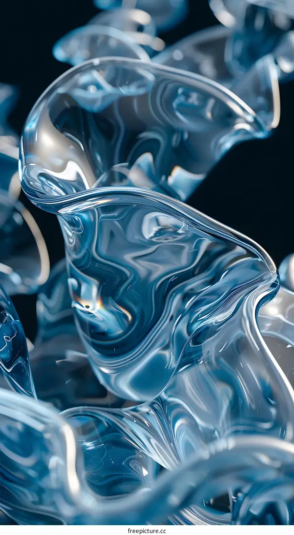 Abstract Blue Liquid 3D Illustration
