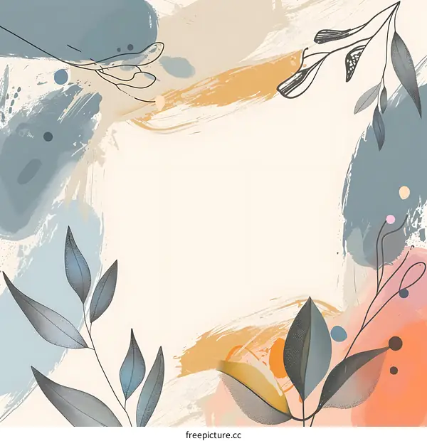 Abstract Watercolor Background with Leaves and Branches