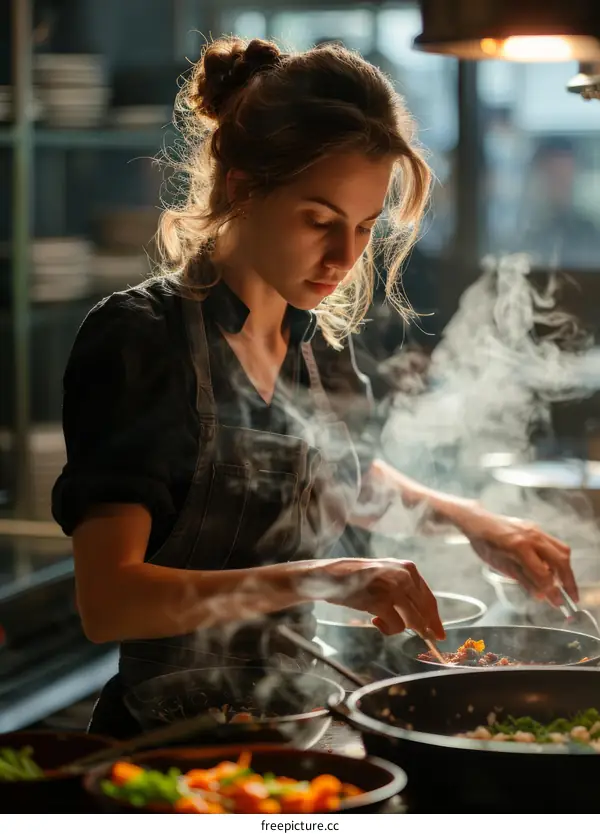 Young Woman Cooking in the Kitchen