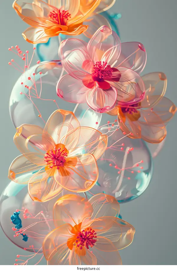 3D rendering of a bouquet of colorful flowers