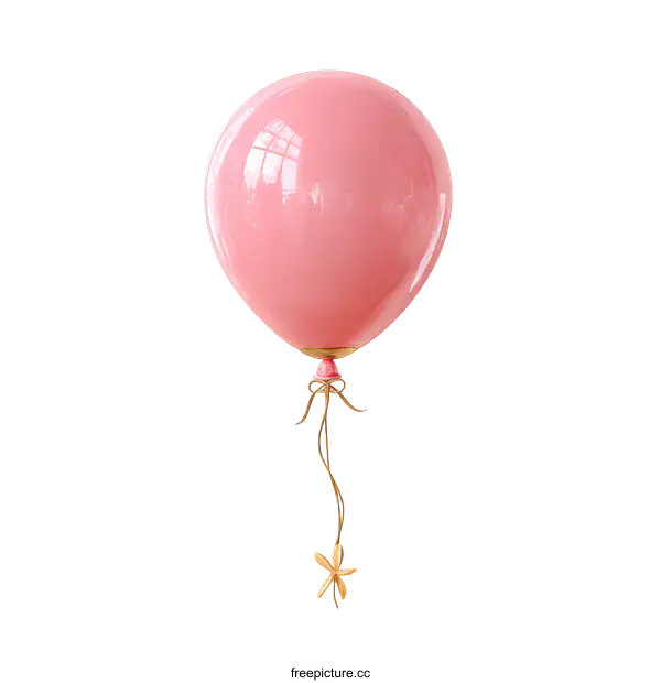 [Transparent Background PNG]Pink Balloon with Golden Details