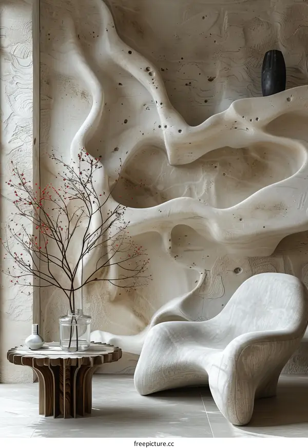Modern Abstract Sculptural Wall and Furniture