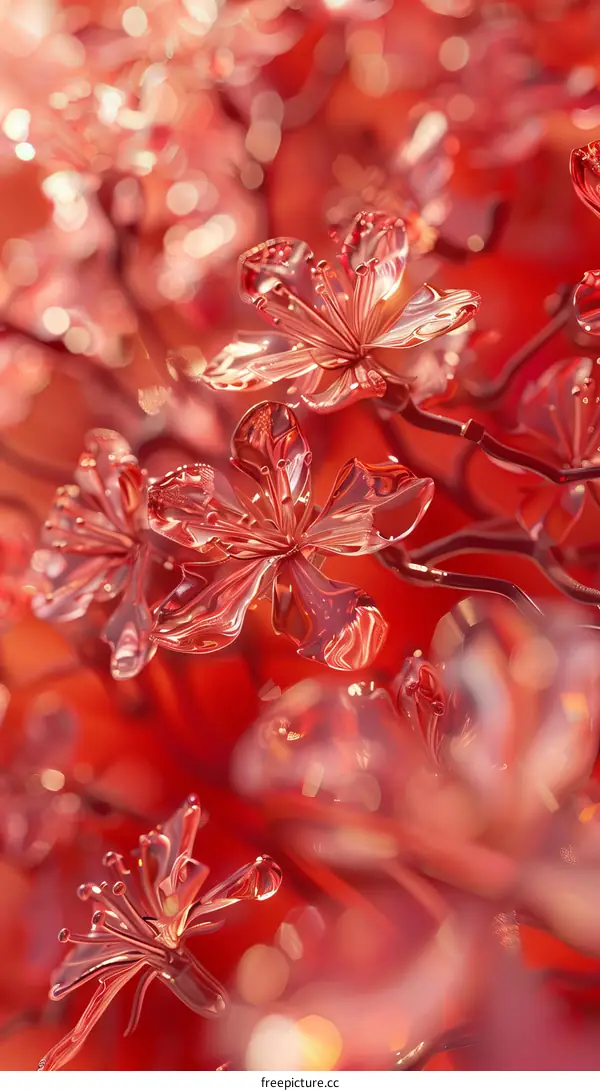 Abstract Red Floral Illustration