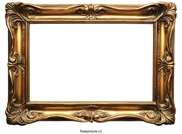 [Transparent Background PNG]Ornate Gold Picture Frame