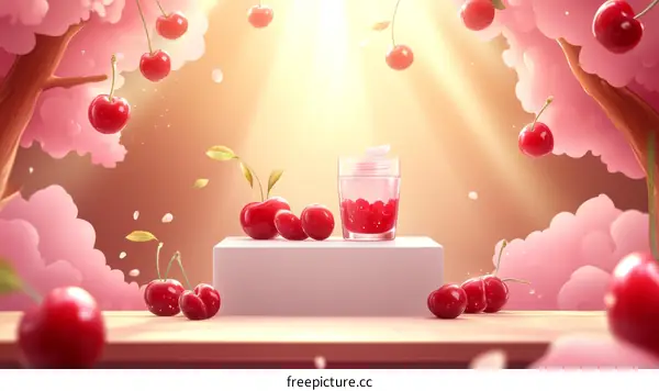 Cherry Blossom Skin Care Illustration