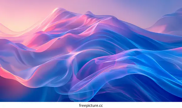 Abstract Wavy Mountains in Pink, Blue and Purple