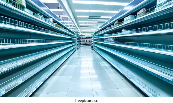 Empty Supermarket Shelves, Food Shortage, Crisis, Pandemic