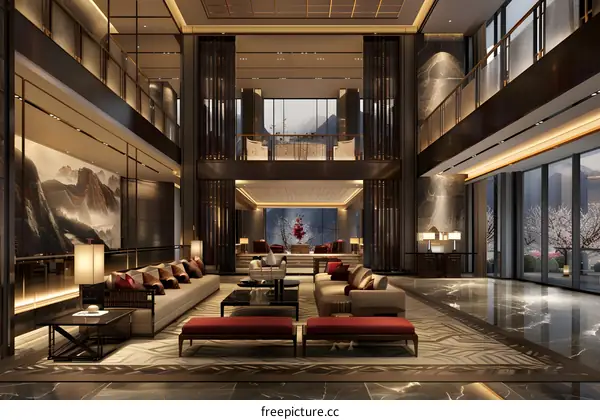 Luxury hotel lobby
