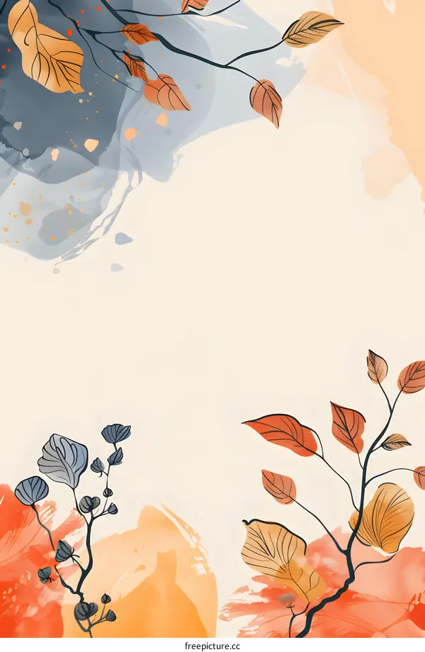 Watercolor Autumn Leaves Background Illustration