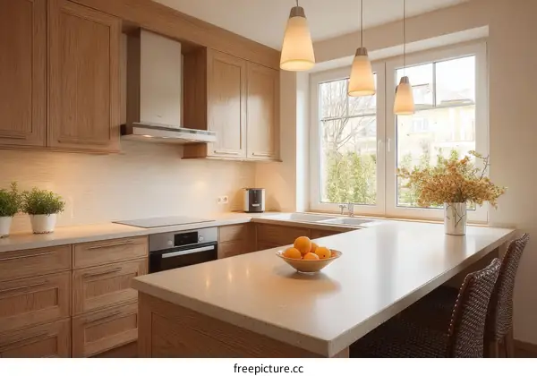 Modern Wooden Kitchen Island with Daylight