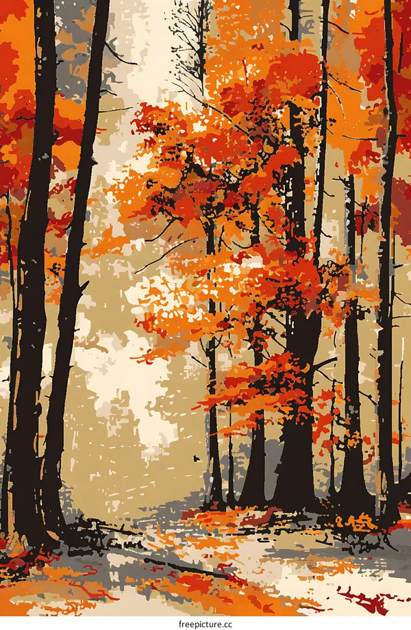 Autumn Forest Landscape Painting