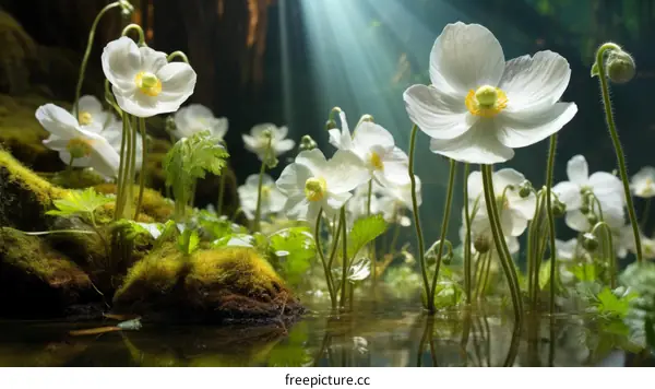 White flowers in the forest