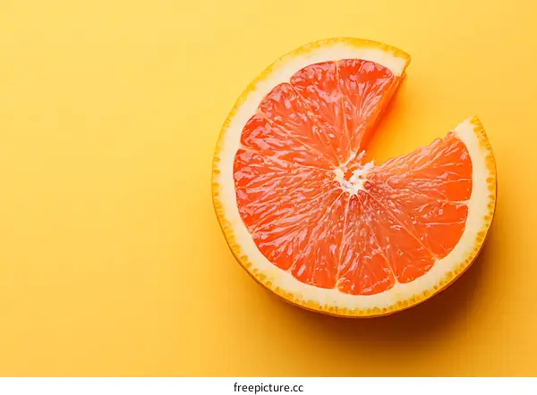 Grapefruit Slice On Yellow Background