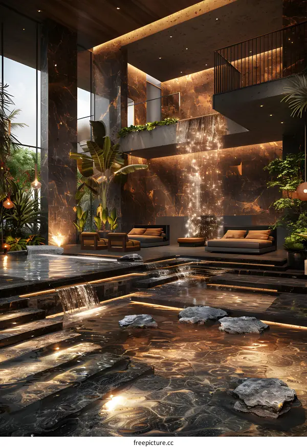 Indoor luxury hotel lobby