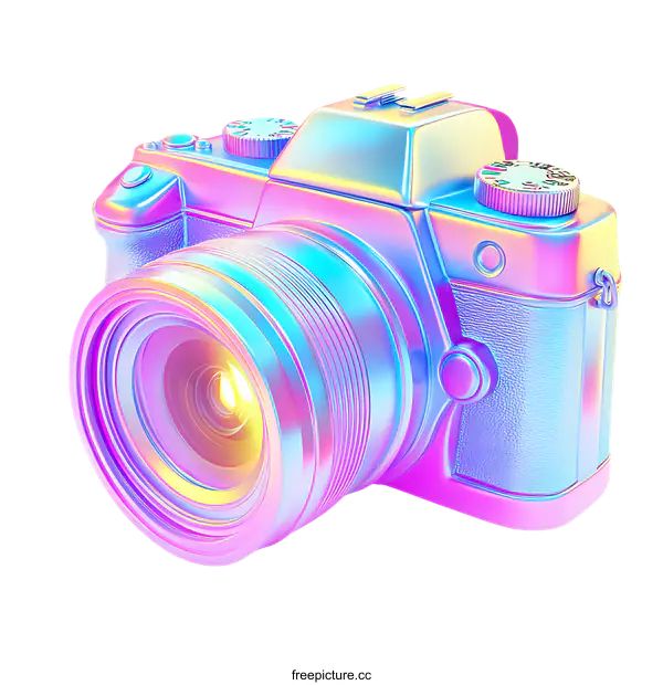 [Transparent Background PNG]Rainbow Holographic Camera Illustration