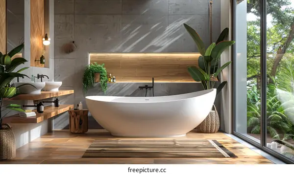 Modern Luxurious Bathroom with Natural Elements