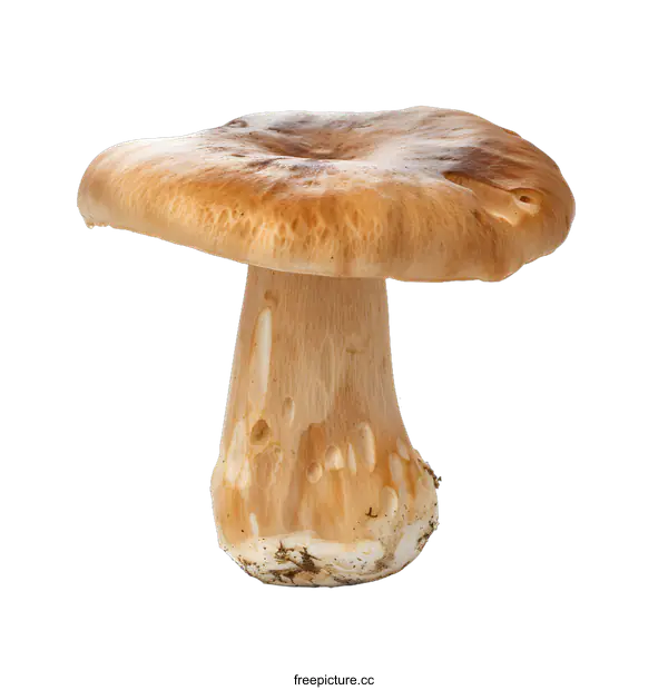 [Transparent Background PNG]Single Brown Mushroom Isolated On White Background