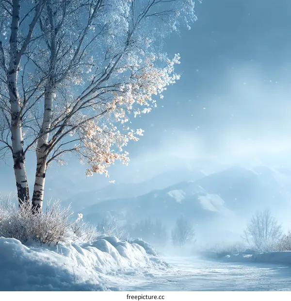 Winter Wonderland Snow-Covered Trees and Mountains