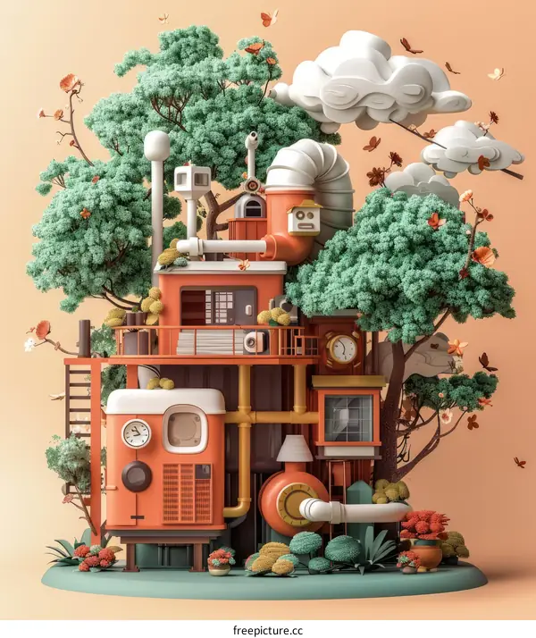 Whimsical Treehouse in a Surreal World