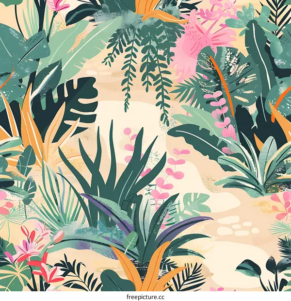 Tropical Jungle Seamless Pattern Design